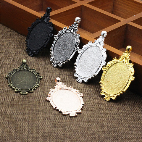 Fit 30x40mm Oval  Cabochons Zinc Alloy  Pendant Tray Cameo/Glass/Cabochon Frame bezel Settings Blank Base  5pcs/lot K05296 ► Photo 1/6