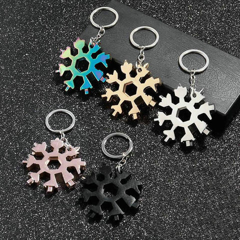 18 In 1 Snowflake Multi Pocket Tool Keychain Spanner Hex Wrench Multifunction Screwdriver Multipurpose Camp Survive Outdoor Hike ► Photo 1/6