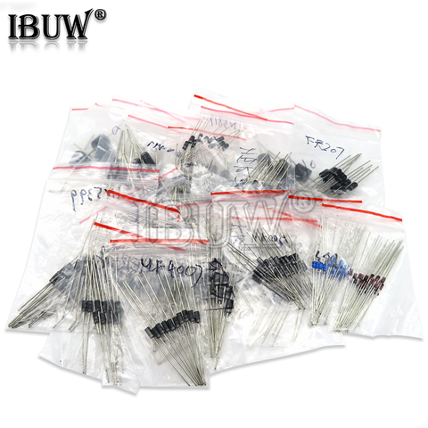 255PCS 1N4001 1N4004 1N4007 1N5408 UF4007 FR307 1N5819 1N5822 6A10 10A10 Fast Switching Rectifier Schottky Diode Assorted Kit ► Photo 1/2