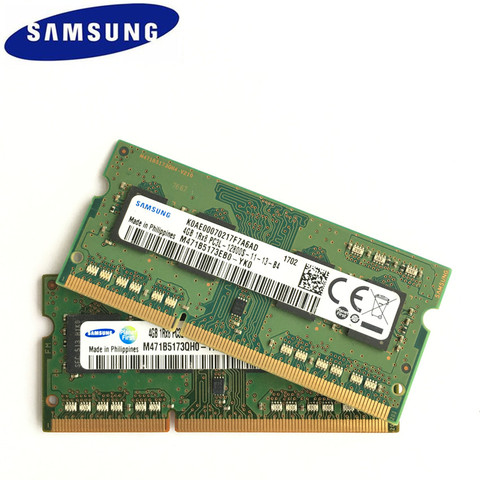 SAMSUNG 8GB (2pcsX4GB) 1Rx8 PC3L-12800S DDR3 1600Mhz 4GB Laptop Memory 4G PC3L 12800S 1600MHZ Notebook Module SODIMM RAM ► Photo 1/3