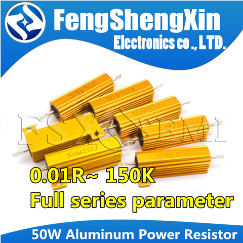RX24 50W Aluminum Power Metal Shell Case Wirewound Resistor 0.01~150K 0.33 0.5 1 2 5 6 8 10 20 50 100 120 200 300 1K 5K 10K ohm ► Photo 1/1