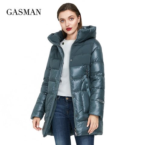 GASMAN 2022 Women's winter jacket new long warm beige down parka coat Women fashion collection outwear Female elegant jacket 008 ► Photo 1/6