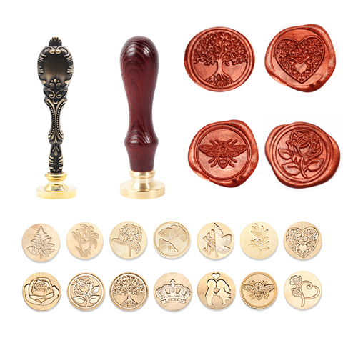 DIY Retro Antique Metal Plant Sealing Wax Seal Stamp for DIY Wedding Invitations Decor Ancient Wax Stamp Craft ► Photo 1/6