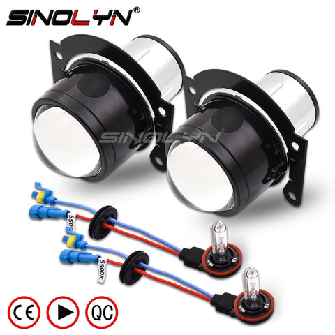 Sinolyn Bi Xenon Lenses PTF 2.5 Projector Fog Light H11 H8 H9 HID LED Bulb Universal Fog Lamp Lens Kit Car Lights Accessories ► Photo 1/6