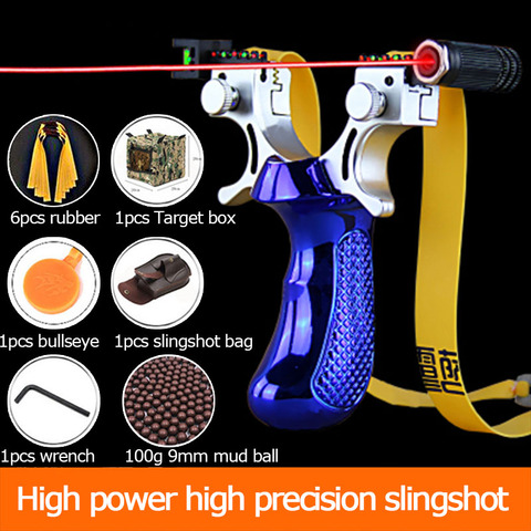 2022 New  Laser Aiming Slingshot High Precision Outdoor Hunting Catapult with Flat Rubber Band Outdoor Game Sling Shot Set ► Photo 1/6