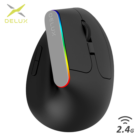 Delux M618C Wireless Mouse Ergonomic Vertical 6 Buttons Gaming Mouse RGB 1600 DPI Optical Mice With For PC Laptop ► Photo 1/6