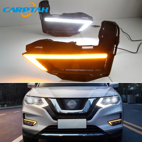 LED Daytime Running Light For Nissan X-Trail T32 2017 2022  Waterproof Yellow Turn Signal Indicator Light Bumper LED DRL ► Photo 1/6