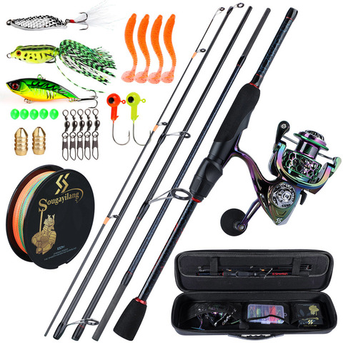 Sougayilang Fishing Full Kit 5 Sections1.8-2.4m Lure Fishing Rod 13+1BB Colorful Spinning Reel Fishing Bag Lure Line Bag Sets ► Photo 1/6