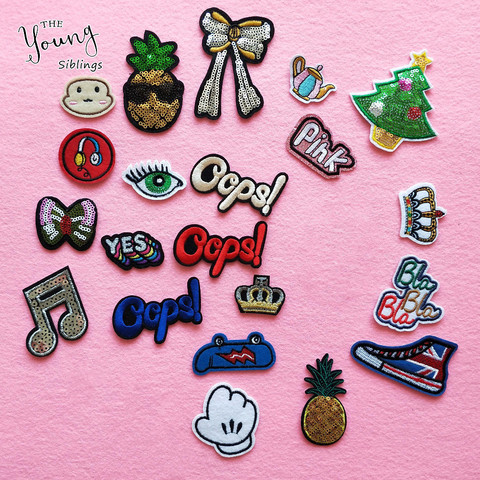 New Fashion DIY Sewing cartoon letter crown bowknot patches iron on clothing Embroidery Fabric Badges Sticker accessories ► Photo 1/1