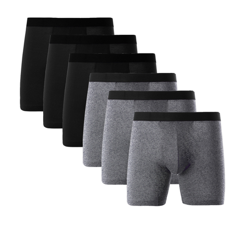 Europe Size Sexy Men Underwear Cotton Long Leg Boxer Shorts Cuecas U Convex Pouch Panties Male Underpants Calzoncillos 6pcs/Lot ► Photo 1/6