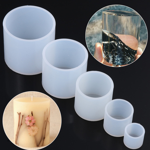 Cylinder White Transparent Silicone Mold Resin Candle Mould Crystal Glue Casting Mould Home Jewelry Making Succulents Clay Molds ► Photo 1/6