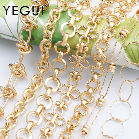 YEGUI C170,diy chain,18k gold plated,0.3microns,hand made,copper metal,charms,diy bracelet necklace,jewelry making,1m/lot ► Photo 1/6