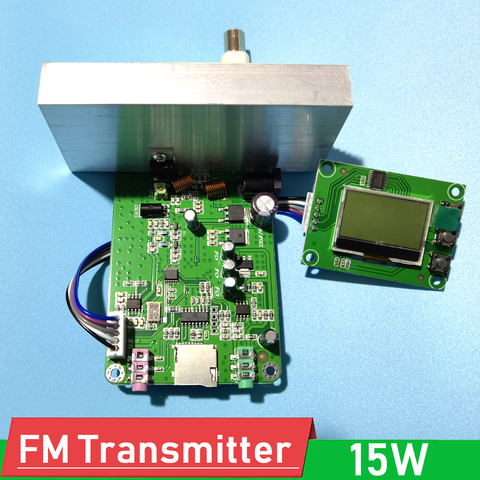 15W FM Transmitter PLL Stereo audio 76-108 MHz frequency Digital LCD display Radio broadcast Station Receiver GP antenna HAM ► Photo 1/4