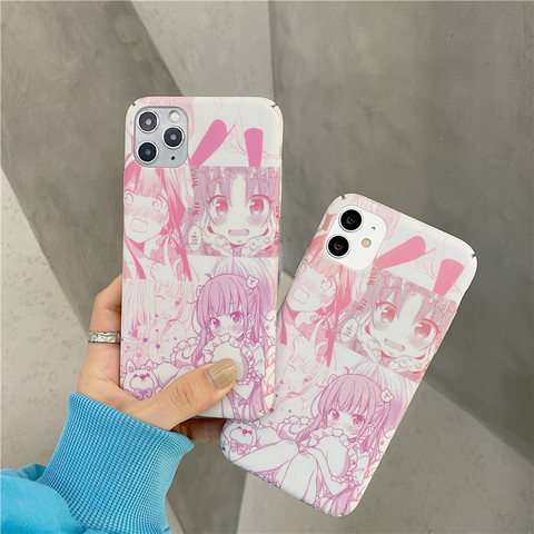 GYKZ Cartoon Japan Anime Girl Phone Case For iPhone 11 Pro 12 XS MAX XR 7 SE 2022 8 Plus Hrad PC Cover Matte Coque Slim Fundas ► Photo 1/6