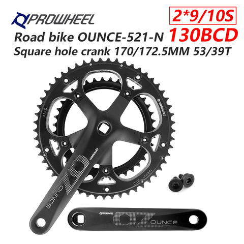 PROWHEEL OUNCE-521-N Road Bike Square Hole Crankset 170mm Crank 130BCD 53/39T Double Chainrings Sprockets Road Bicycle Crank set ► Photo 1/6
