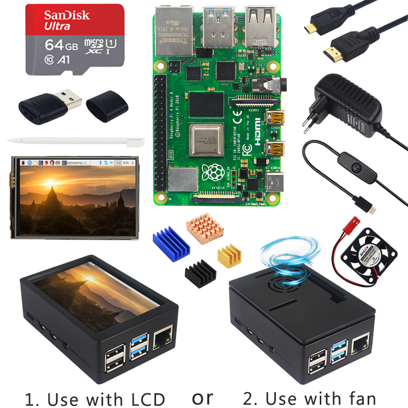 3B 3.5" HDMI LCD Display Touch Screen w/ Case & Heatsink for Raspberry Pi 3B 