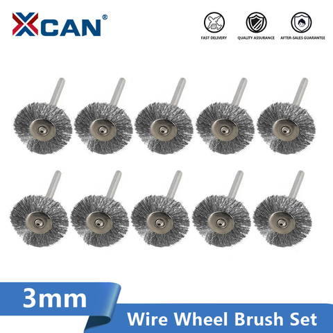 XCAN Wheel Brush Kit 10pcs 22mm Stainless Steel/Brass/Nylon for Polishing Grinding 3.0mm Shank Rotary Polishing Brush ► Photo 1/6