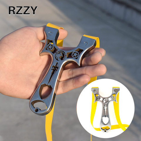 Stainless Steel Hunting Slingshot with Flat Rubber Band  Professional  Precision Shooting Catapult  Outdoor Sports Accessories ► Photo 1/6