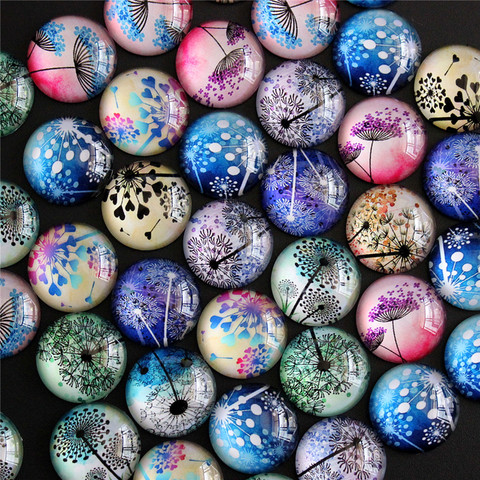 8mm 10mm 12mm 14mm 16mm 18mm 20mm 25mm Dandelion Round Glass Cabochon Flatback Photo Base Tray Blank DIY Making Accessories ► Photo 1/2