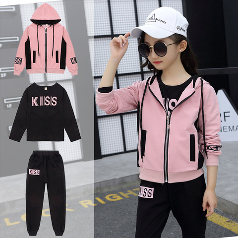 Clothing Set Girls Clothes Jacket  letter Zipper Kids Hoodies Pants Kids Tracksuit For Girls Clothing Sets Sport Suit 19 Spring ► Photo 1/6