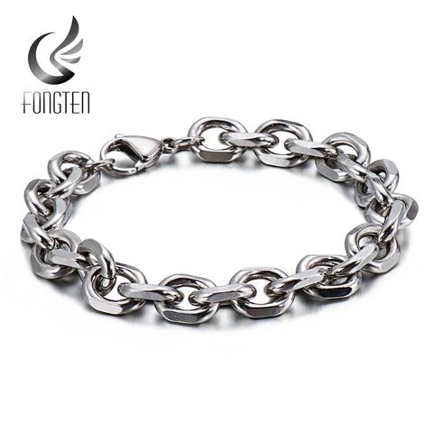 Fongten Link Chain Bracelet Men Stainless Steel Vintage Simple Chain Men's Heren Armband Wholesale Bracelets Gift ► Photo 1/6
