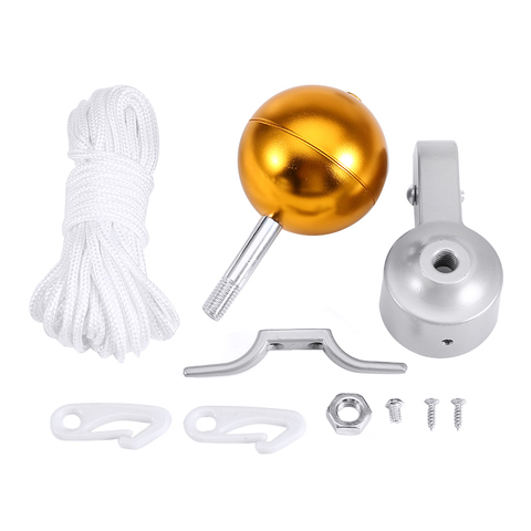 10 PCS Flag Pole Parts Set Nylon Braided Rope Flagpole Accessories Repair Kit Pulley Gold Ball Cleat Clip Screws Decor 2 Inch ► Photo 1/5