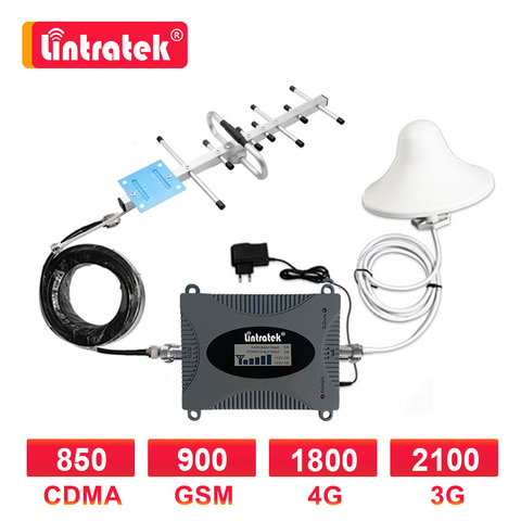 Lintratek 2G 3G 4G Cellular Amplifier Repeater LTE DCS 1800mhz GSM 900 MHZ WCDMA 2100 UMTS Mobile Signal Booster Yagi Antenna SK ► Photo 1/6