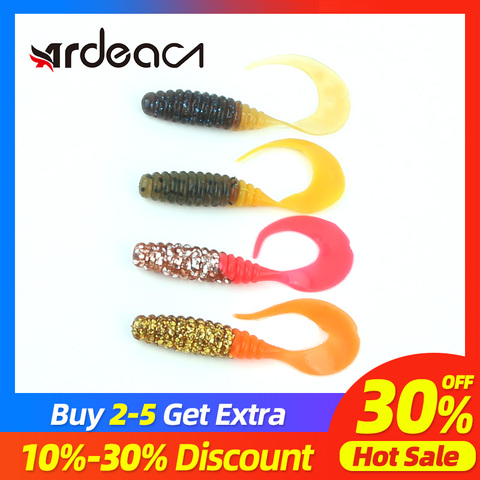 Ardea Soft Lures 10pcs 60mm 1.5g Silicone Worm Bait Swimbait Artificial BaitfishinWobblers Bass Curly jigging tail Double Color ► Photo 1/6