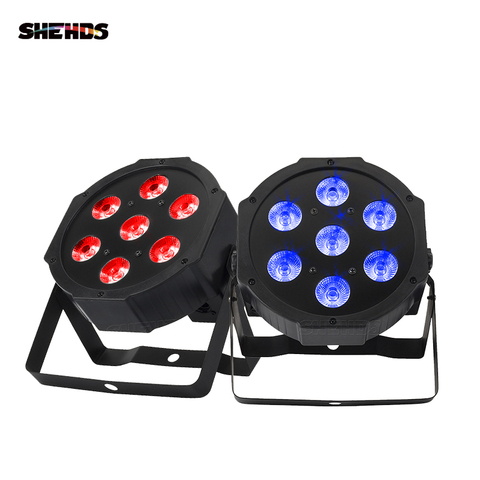 2/4Pcs 7x18W RGBWA+UV LED Flat Par Light Mobile Plug Ultra-Quiet Fan Family Birthday Party Theater Wedding SHEHDS Stage Lighting ► Photo 1/6