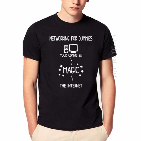 Networking For Dummies Man T Shirt Funny Geek Nerd It Computer Gift Programmer Cotton Men O Neck T-Shirt Boyfriend Gift ► Photo 1/6