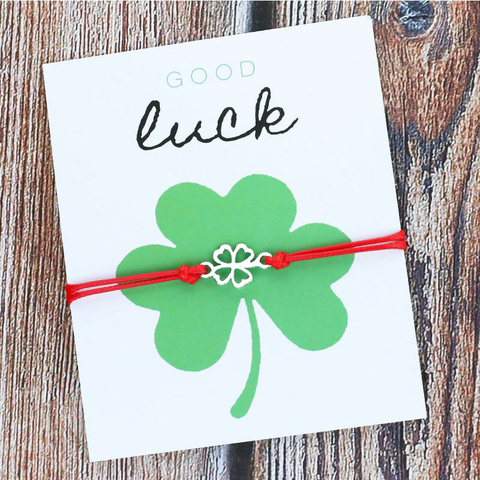 Good Luck Four Leaf Clover Bracelet Lucky Four-leaf Clover Fortune Shamrock Charm Bracelets Women Men Friendship Jewelry Gift ► Photo 1/6