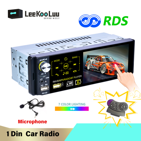 LeeKooLuu 1 Din Car Radio Autoradio Stereo Audio RDS Microphone 4.1 inch MP5 Video Player USB MP3 TF In-dash Multimedia Player ► Photo 1/6