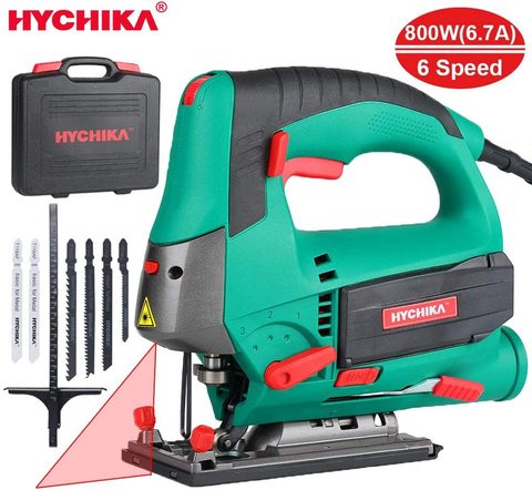 HYCHIKA 800W Laser Jig Saw 6 Variable Speed Multifunctional Jigsaw Electric Saw for Woodworking Power Tool with 6 Pieces Blades ► Photo 1/6