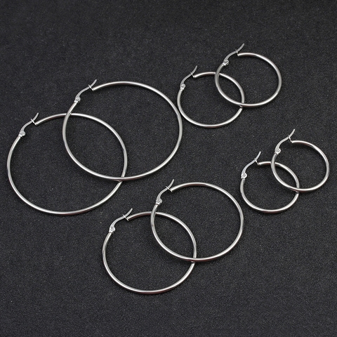Small Big Circle Women Hoop Earrings Exaggerated Hoop Ear Loop Smooth Ring Round Earring Stainless Steel Jewelry Wholesale ► Photo 1/6