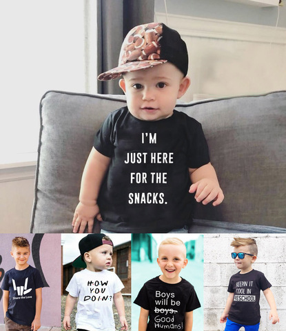 I'm Just Here for The Snacks Kid Fashion Summer Boys Girls Letters Print Casual Shirt Tops Clothing Costume Kid T Shirt ► Photo 1/6