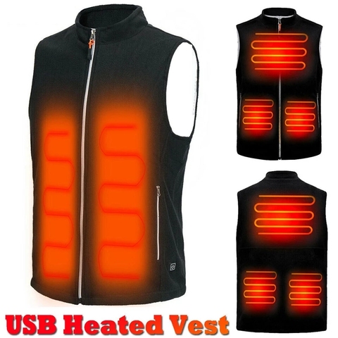 5 Heating Areas Men Autumn Winter Warm Electric Thermal Cloth Waistcoat Fish Hiking Outdoor USB Infrared Heating Vest Jacket ► Photo 1/6