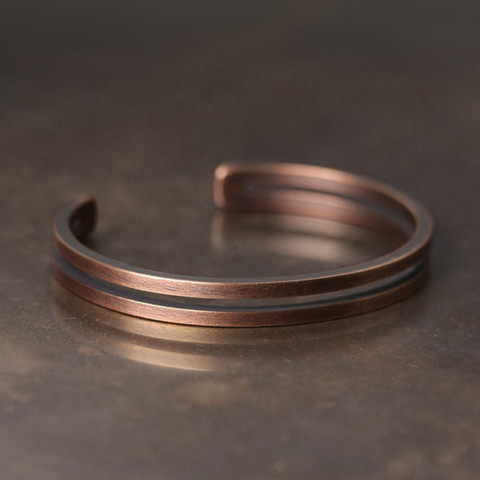Pure Copper Handcrafted Metal Bracelet Rustic Vingtage Punk Unisex Cuff Bangle Carved Handmade Manmade Jewelry Men Women Gift ► Photo 1/5
