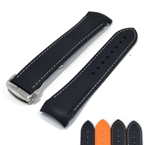 Brand 20 22 mm Rubber Silicone Watch band Butterfly Buckle Belt Special for Omega constellation strap for Seamaster 300 ► Photo 1/1