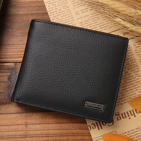 100% Genuine Leather Men Wallets Premium Product Real Cowhide Wallets for Man Short Black Walet Portefeuille Homme ► Photo 1/6