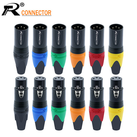 3PIN XLR connector Microphone plug male female adapter MIC wire connector 6 colors offer 1set M/F ► Photo 1/6