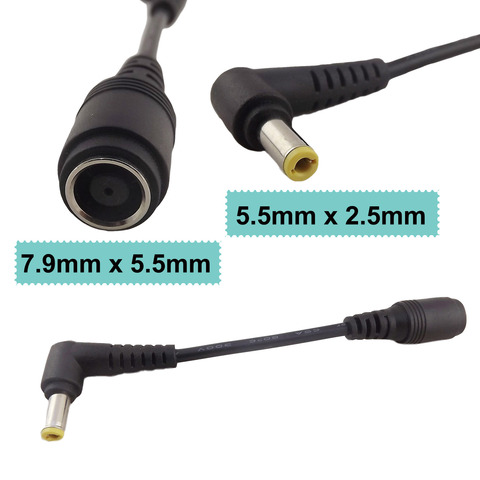 1x DC Power 7.9 x 5.5mm Female To 5.5 x 2.5mm Male Plug Adapter Connector Cable for Lenovo IBM Laptop 12cm ► Photo 1/6