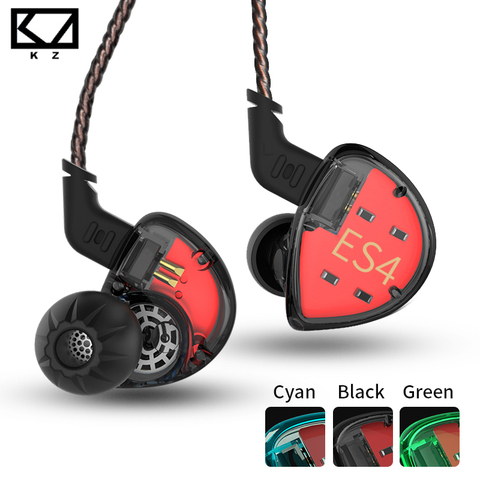 KZ ES4 In Ear Monitors Armature And Dynamic Hybrid Headset Ear Earphone Earbuds HiFi Bass Noise Cancelling Earphone KZ ZSN ZST X ► Photo 1/6