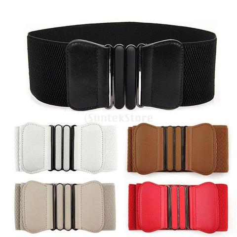 Women's Wide Waist Belt Stretch Belt Elastic Girdle Belt Waistband with Buckle ► Photo 1/6