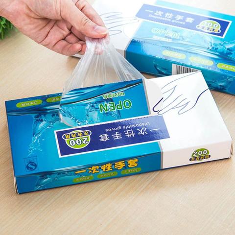 100Pcs/Set Disposable Gloves Transparent Thick PE Cleaning Cooking Washing Tool Disposable Gloves Disposable Gloves Disposable G ► Photo 1/6