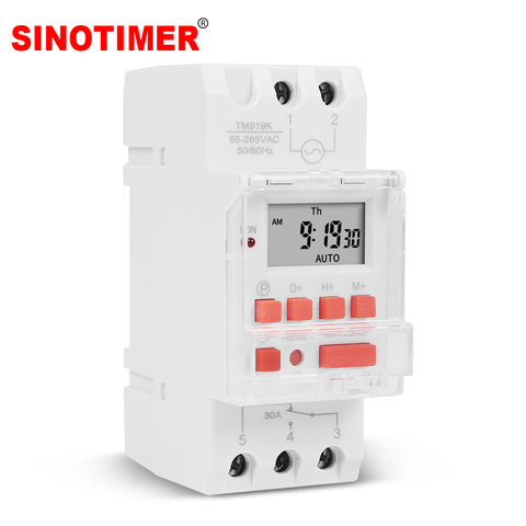 Heavy Duty 30A 5000W 5V 12V 24V 110V 220V 7 Days Programmable Timer Automatic Lighting Controller DIN Rail Installation ► Photo 1/6