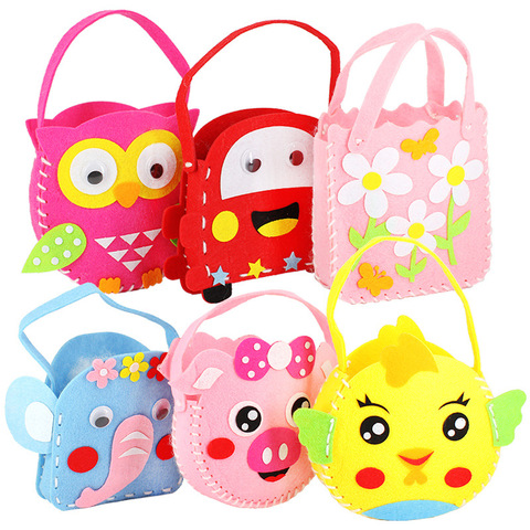 2022 New DIY Handbag Children Craft Toy Mini Bag Non-woven Cloth Colorful Handmade Bag Cartoon Animal Children Handbags ► Photo 1/6