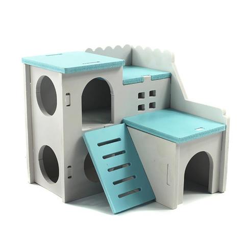 Wooden Hamster Hideout Double Layer Cute Small Pet House Hamster Climbing Toy Pet Cage Hamster for Guinea Pig ► Photo 1/6