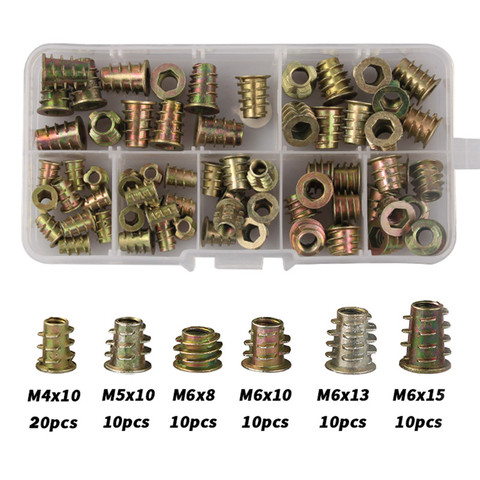 70PCS M4 M5 M6 Zinc Alloy Thread For Wood Insert Nut Flanged Hex Drive Head Furniture Nuts ► Photo 1/6