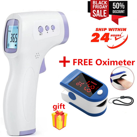 Digital LCD Infrared Thermometer Non-Contact Forehead Baby Adult Temperature Gun + Fingertip Pulse Oximeter ► Photo 1/6