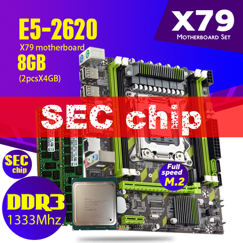 Atermiter X79 X79G PC3 DDR3 motherboard Mainboard LGA2011 Xeon E5 2620 CPU 2x 4GB = 8GB memory RAM 1333Mhz 10600R SEC USB gaming ► Photo 1/6